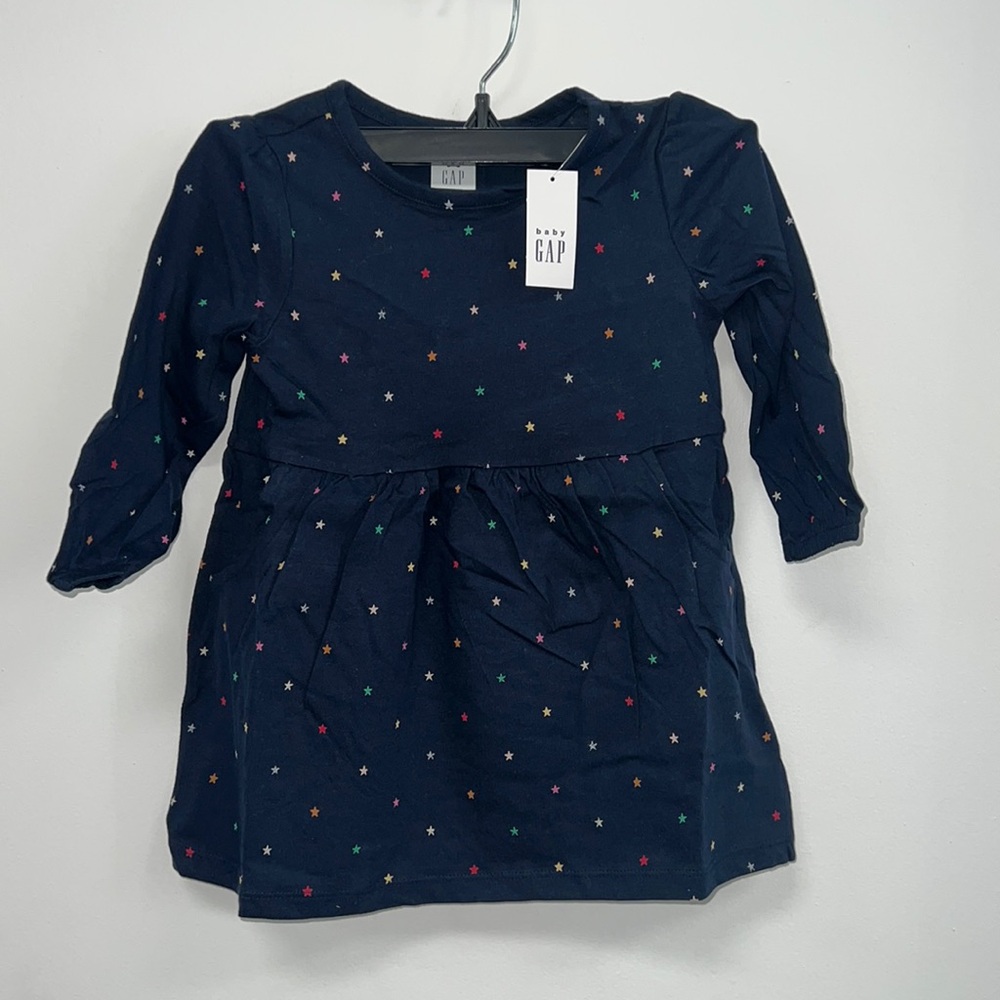 NWT - Baby GAP Toddler Organic Cotton Skater Dress, Blue Galaxy - Size 24-Months - Picture 2 of 7